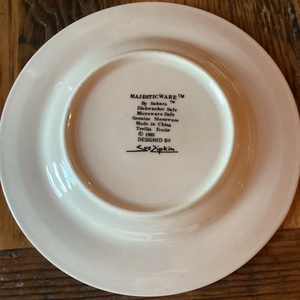 Sakura Trellis Fruits Vintage Dessert Plates - set of 5 - stoneware